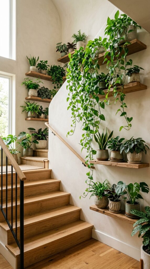 Style Shelves With Green Plants