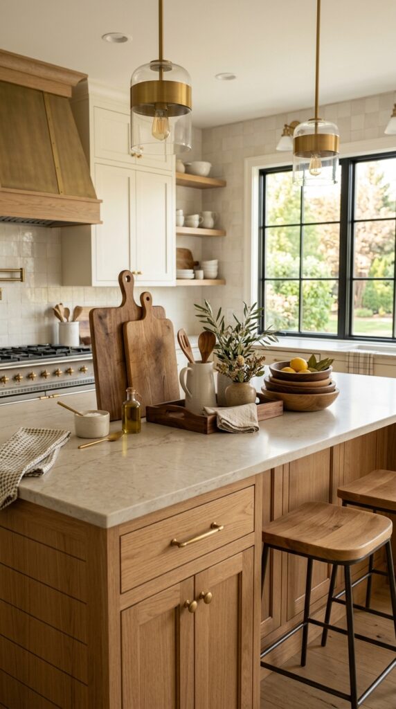 Style the Peninsula With Warm Wooden Accents