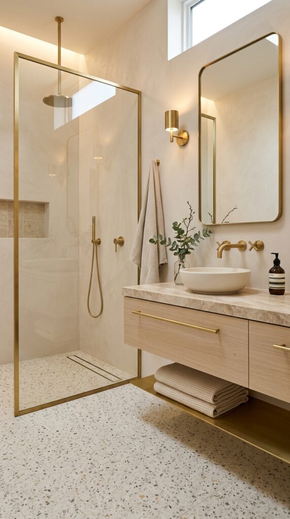 Terrazzo Floor With Brass Fixtures