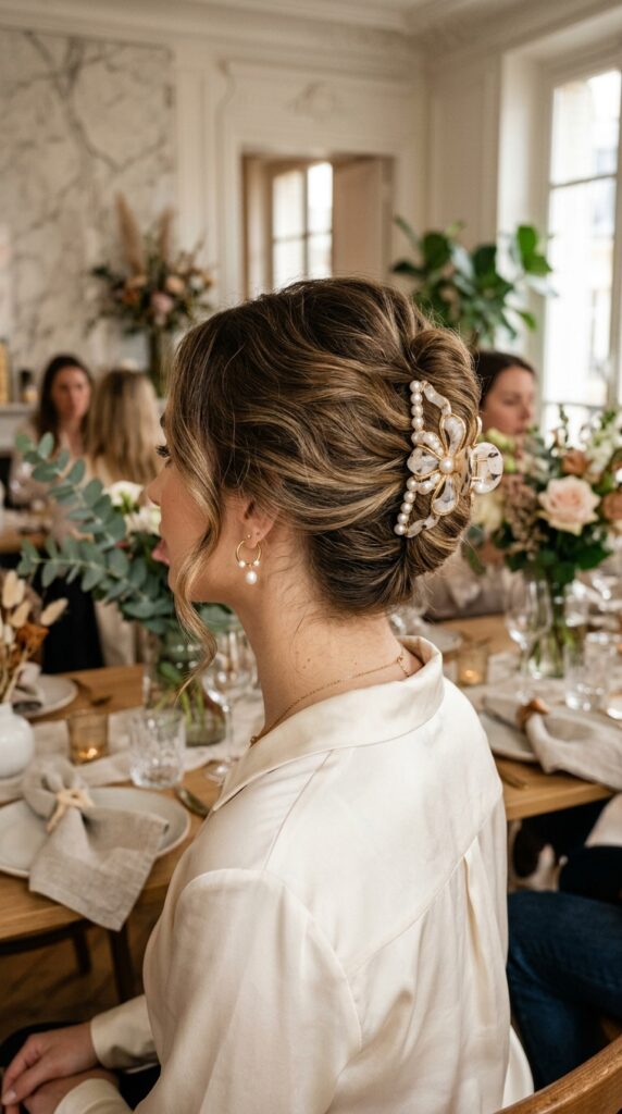 Textured French Twist With a Statement Clip