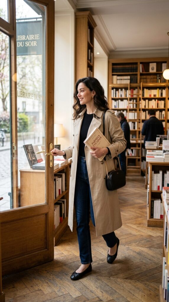 Trench Coat With Ballet Flats