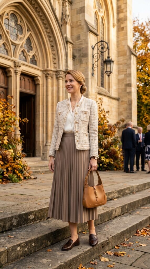 Tweed Jacket With a Midi Skirt