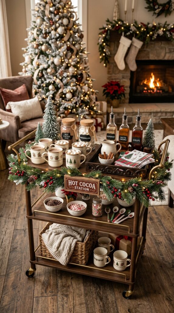 Use a Rolling Cart for a Portable Cocoa Bar