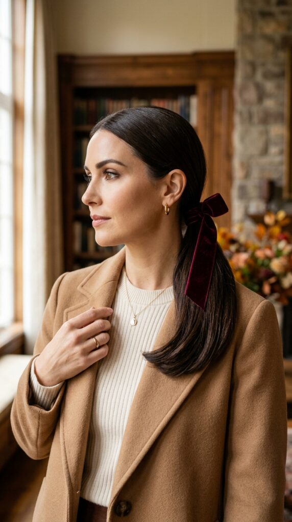 Velvet Bow Low Ponytail