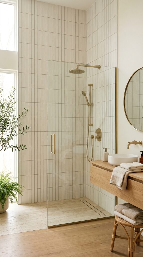 Vertical Stack Subway Tile Shower