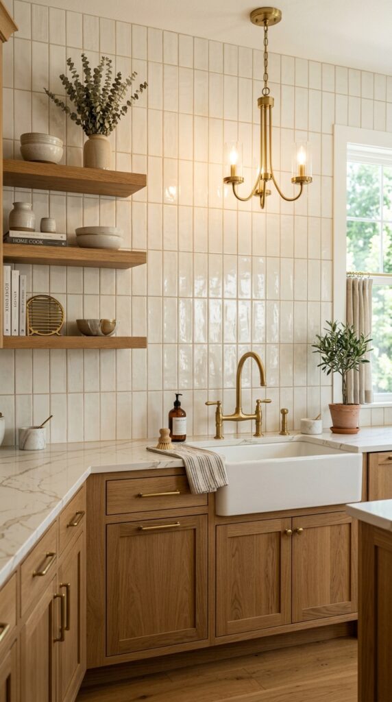 Vertical Stack Tile With Brass Accents
