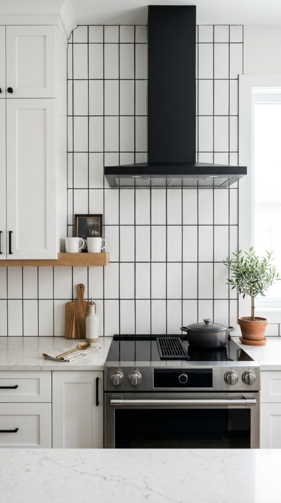 Vertical Stack Tile With Dark Grout