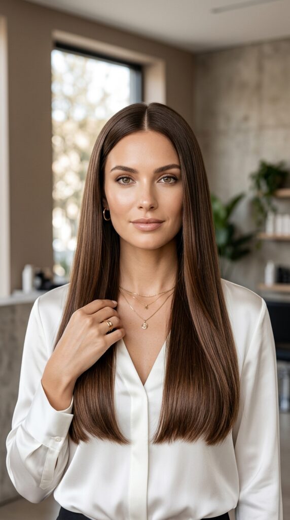 Walnut Brown Straight Hair
