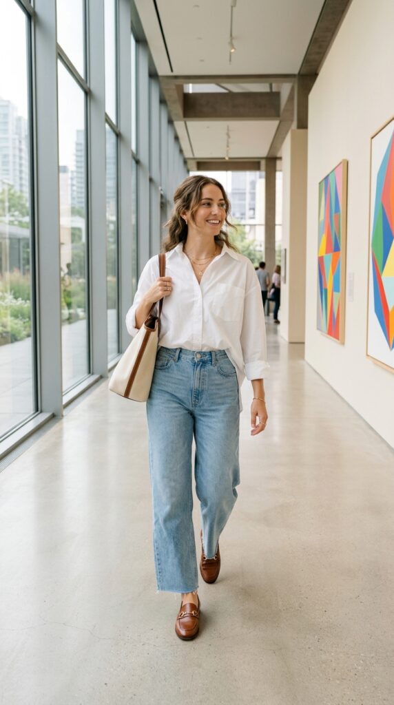 White Shirt With Relaxed Denim
