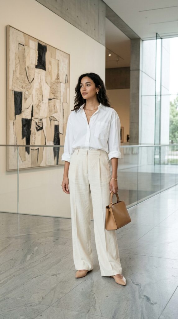 Wide Leg Pants With a Button Down Shirt