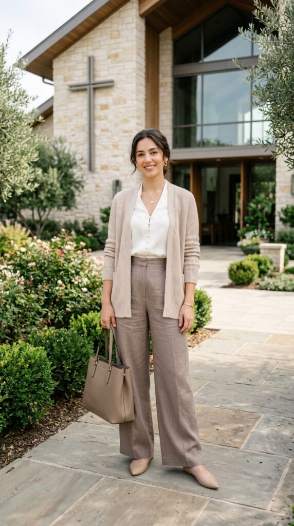 Wide-Leg Pants With a Soft Cardigan