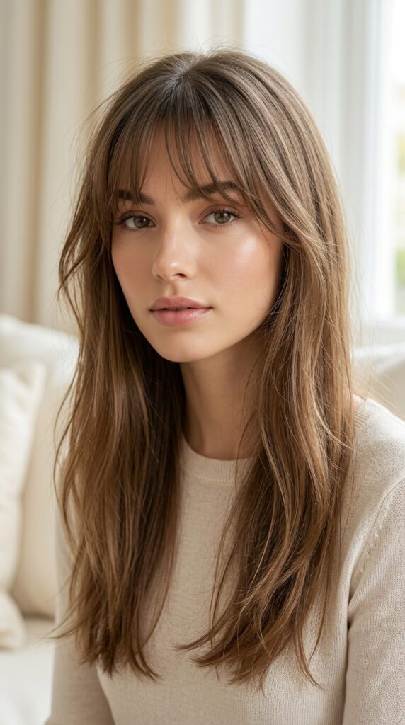 Wispy Curtain Bangs for Long Hair