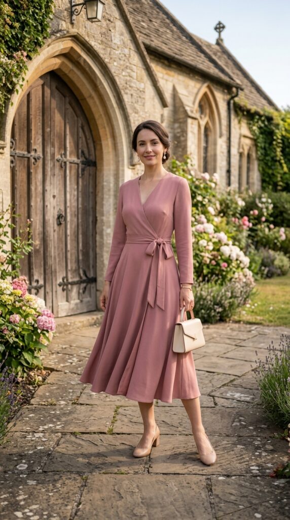 Wrap Dress With Low Heels