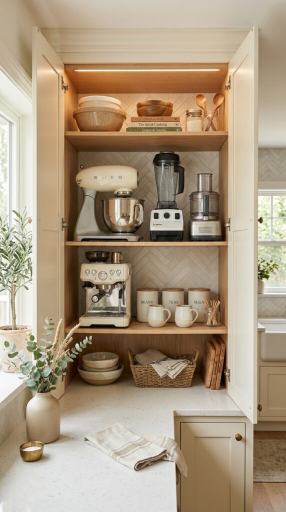 Appliance Garage with Built-In Shelves