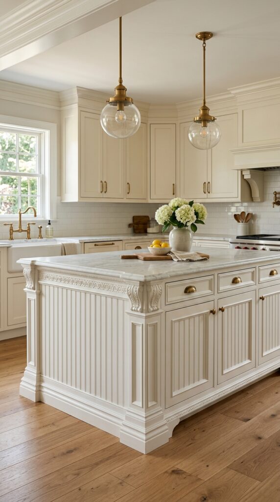 Beadboard Island With Decorative Trim