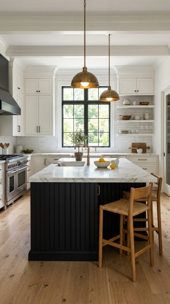 Black Beadboard Kitchen Island