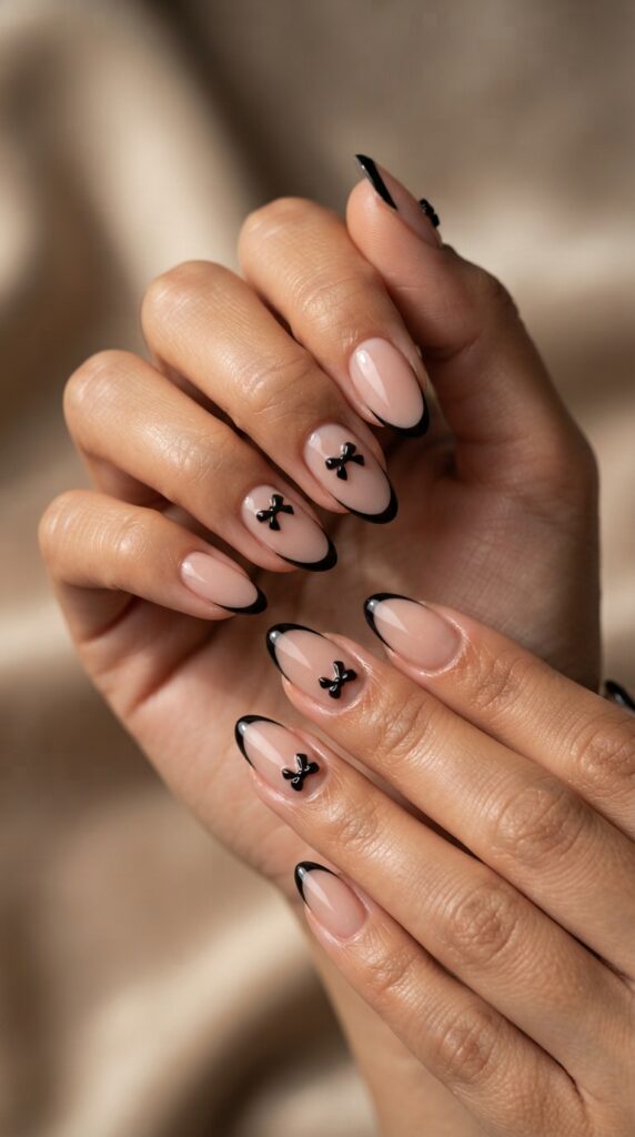 Black Bow Coquette Nails