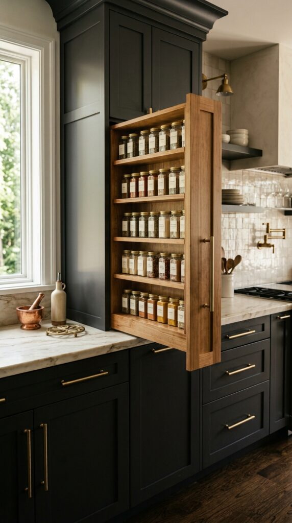 Black Cabinet With Brass Hardware