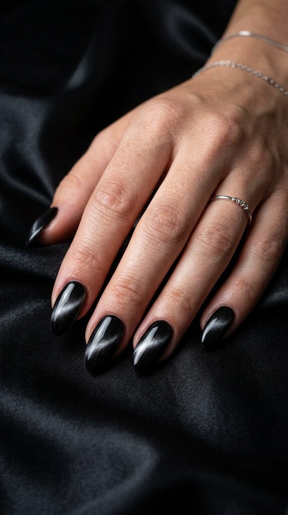 Black Velvet Cat Eye Nails