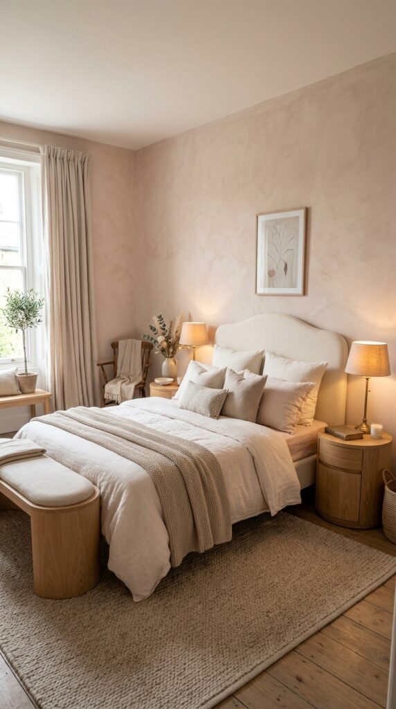 Blush Beige Limewash Bedroom
