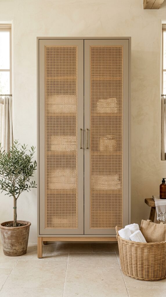 Cane Webbing Linen Cabinet Flip