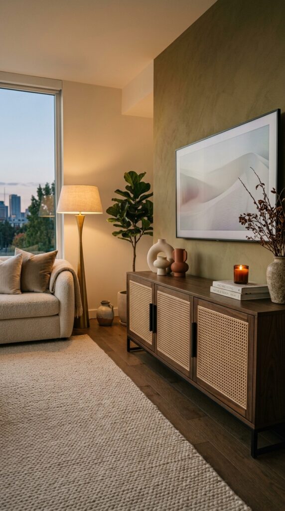 Cane Webbing Media Console