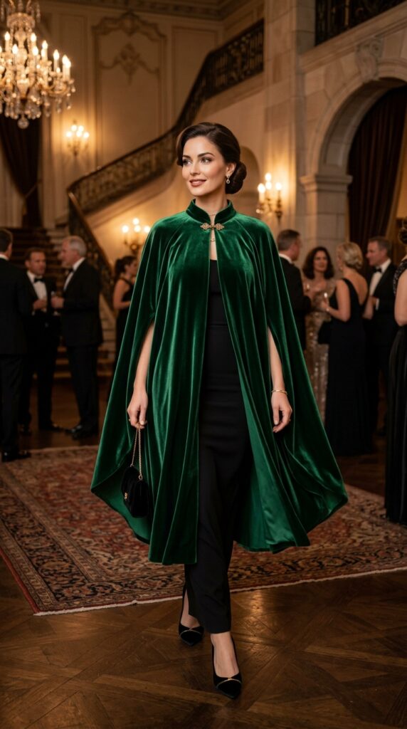 Classic Emerald Green Velvet Cape