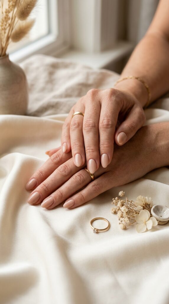 Classic Short Nude Almond Nails