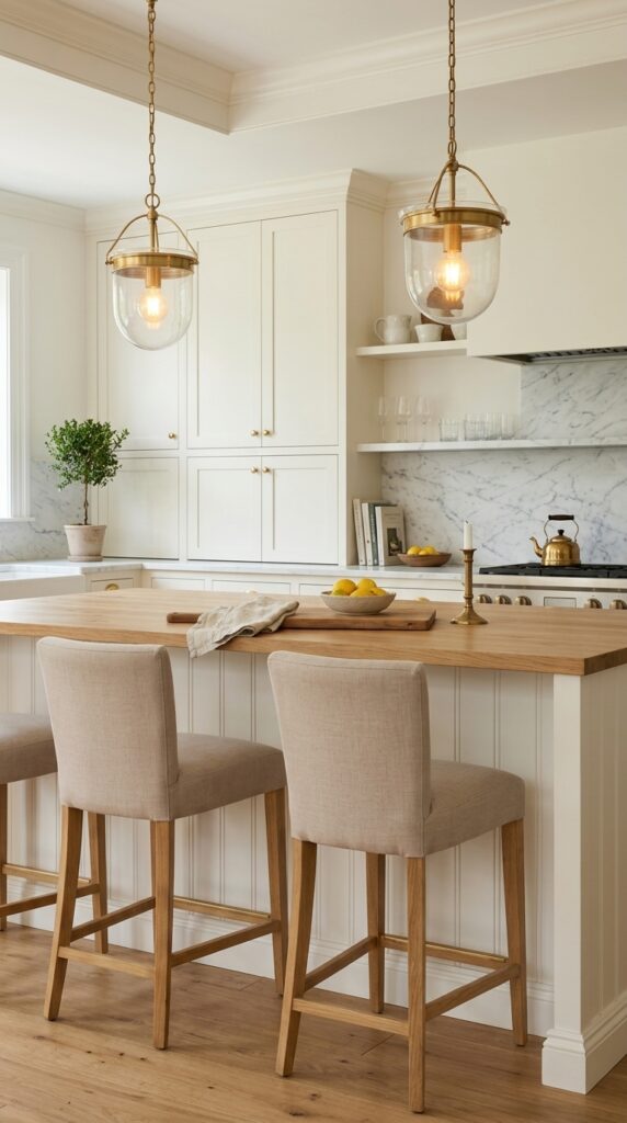 Classic White Beadboard Kitchen Island