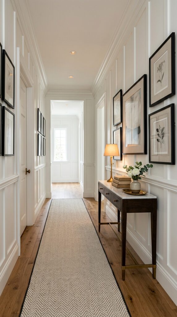Classic White Board and Batten Hallway