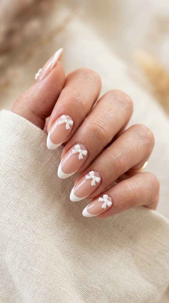Coquette Bow French Manicure