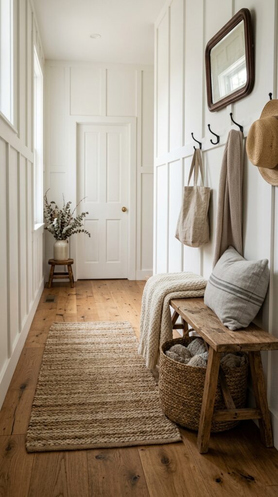 Cozy Farmhouse Board and Batten Hallway