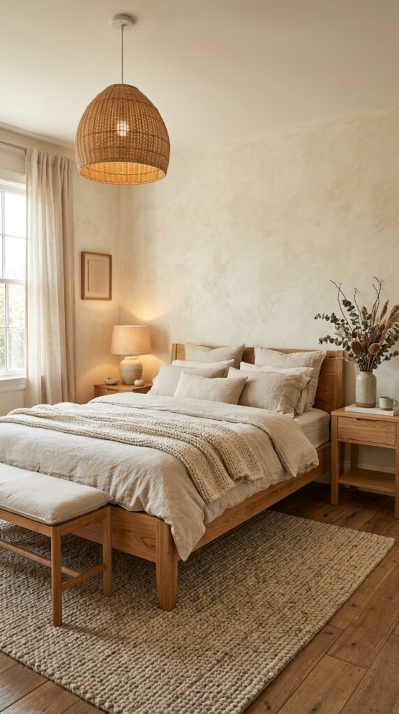 Creamy Limewash With Natural Wood