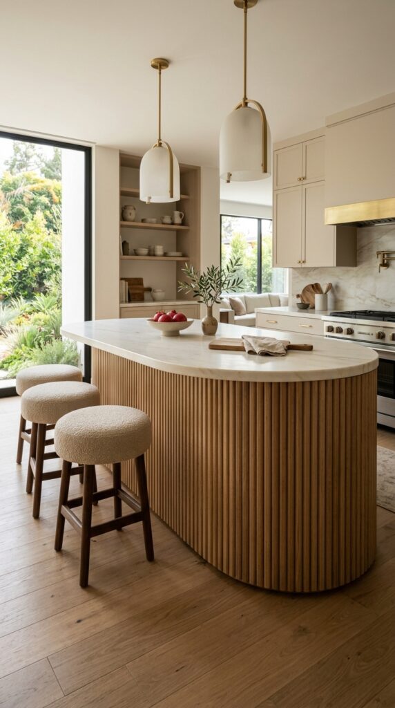 Curved Fluted Kitchen Island