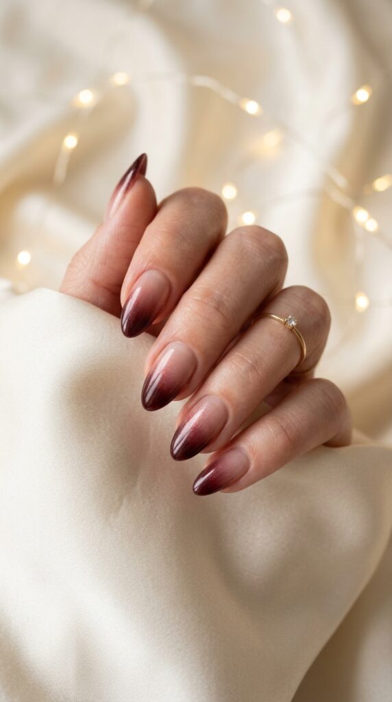 Dark Cherry Ombre with Subtle Shimmer
