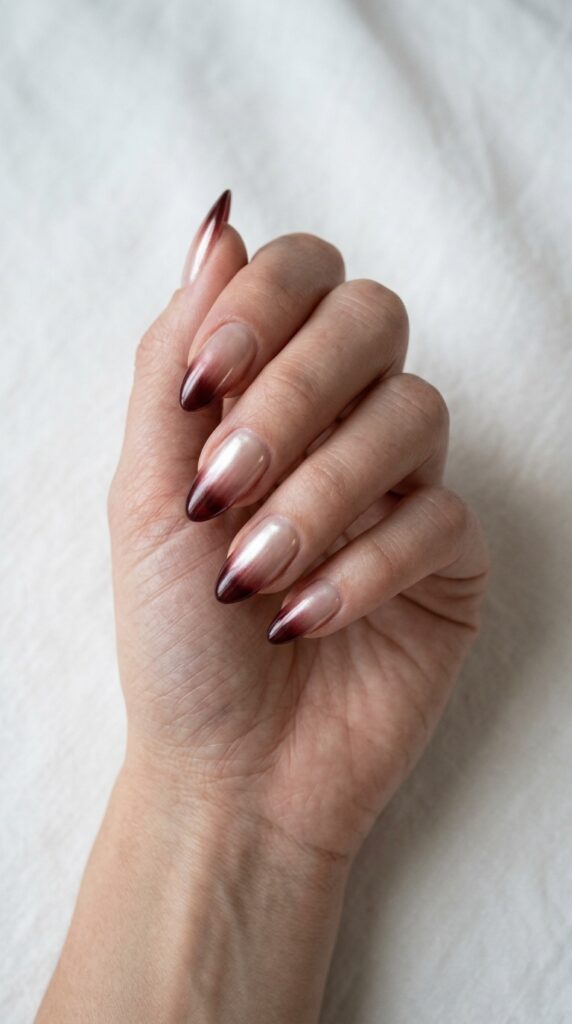 Dark Cherry Ombre with a Subtle Chrome Finish