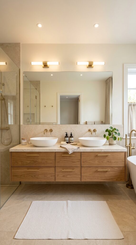 Double Sink Floating Wood Vanity