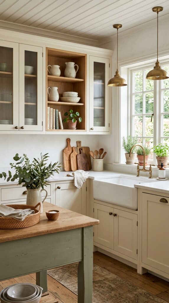 Farmhouse Kitchen With Reeded Glass