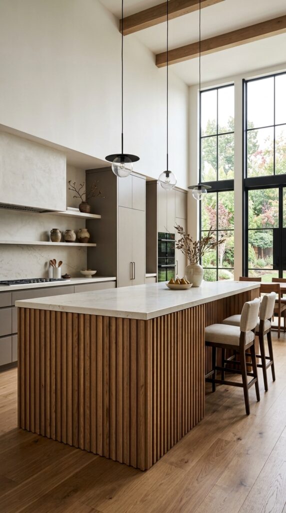 Floor To Ceiling Fluted Island