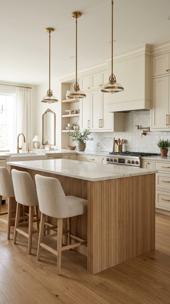 Fluted Island With Brass Details