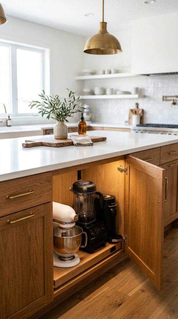 Hidden Appliance Garage in a Kitchen Island