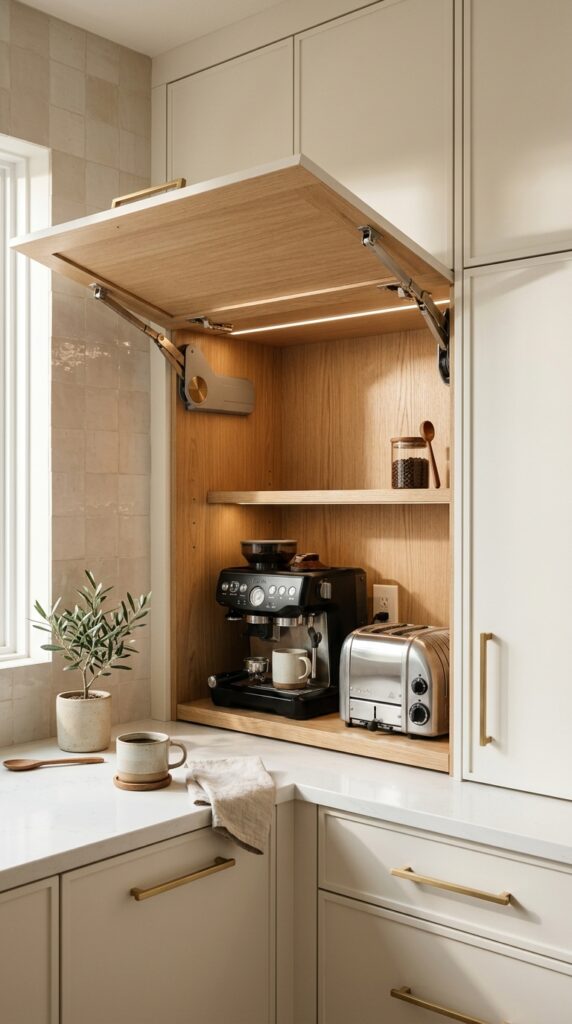 Hidden Appliance Garage with Lift-Up Door