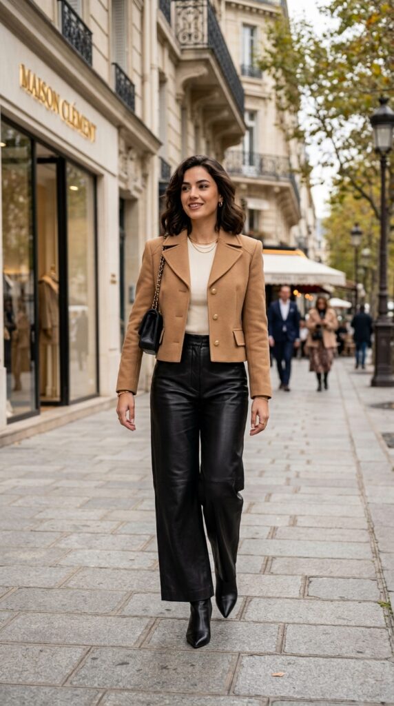 Leather Pants With a Cropped Jacket