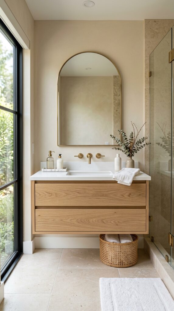 Light Oak Floating Wood Vanity