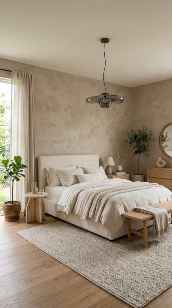 Limewash Wall With Layered Textiles