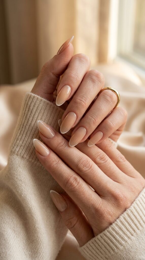 Micro French Almond Nails