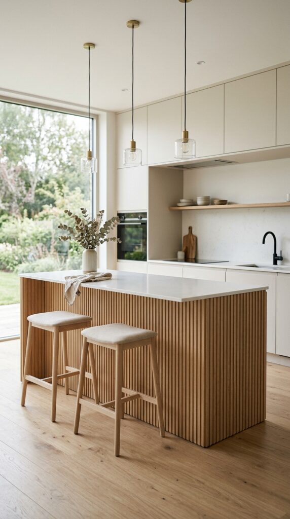 Minimalist Fluted Kitchen Island
