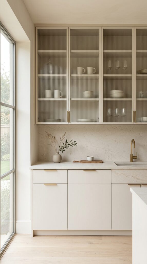 Minimalist Reeded Glass Cabinet Doors