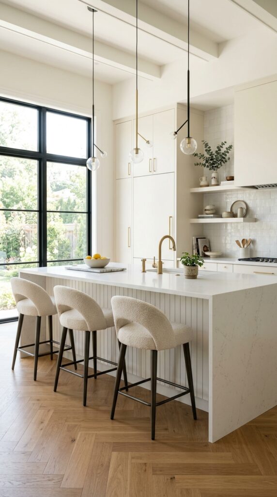 Modern White Beadboard Island