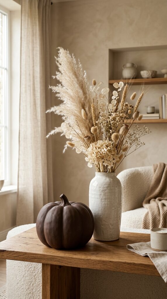 Moody Pumpkin With Pampas Grass